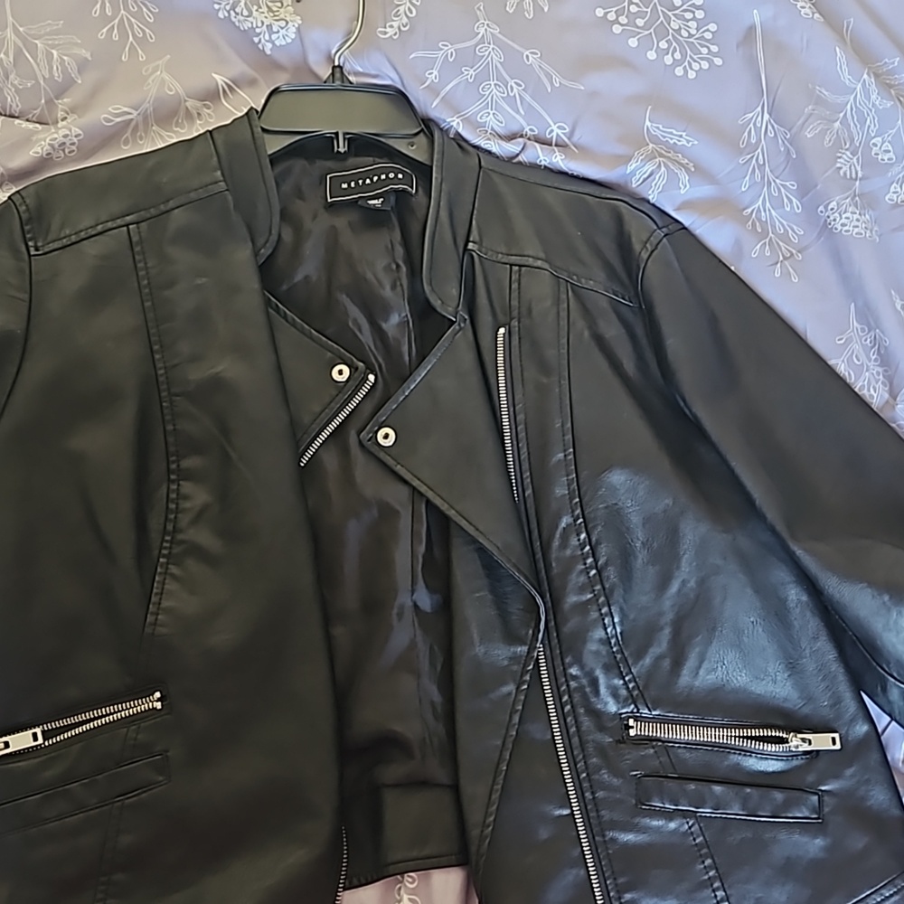 black leather jacket